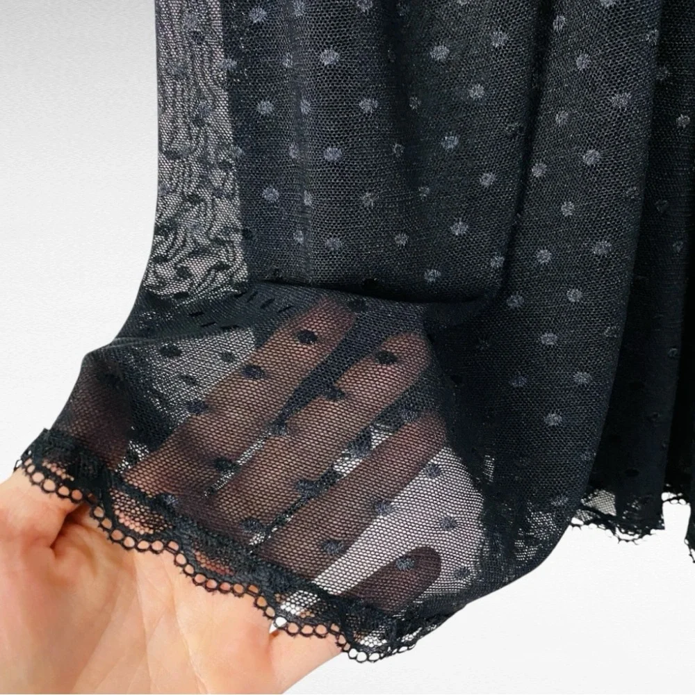 Seductive Wear by Cinema Etoile Black Lace Triangle Polka Dot Chemise Slip Dress